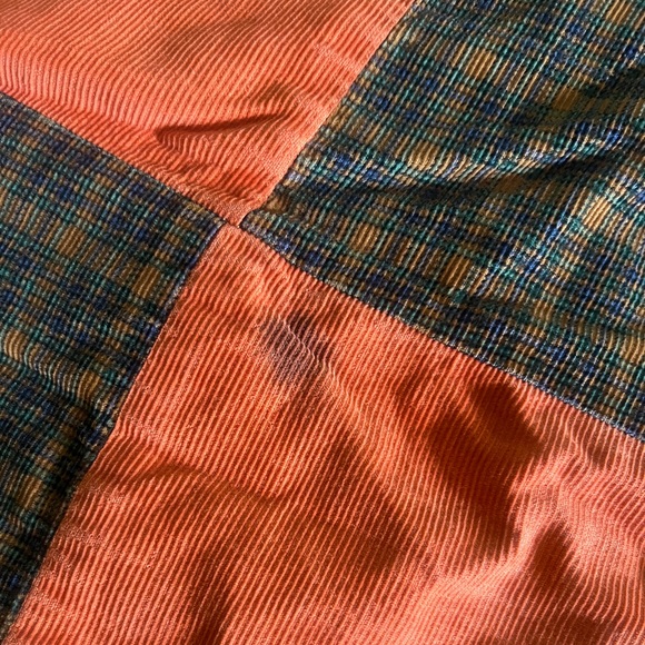 Handmade and well loved corduroy patchwork blanket throw - Picture 7 of 16